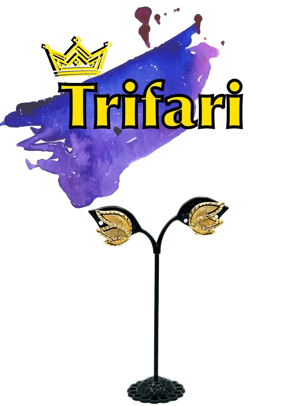 Crown Trifari Gold Leaf Clip-On Earrings